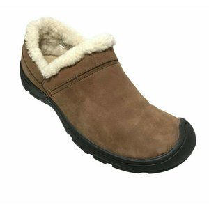 KEEN Crested Butte Leather Clogs with fur trim